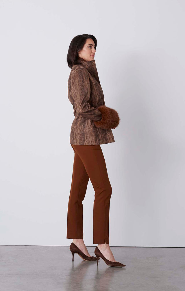 Foxy - Snakeskin Jacquard Jacket With Faux Fox Cuffs - On Model