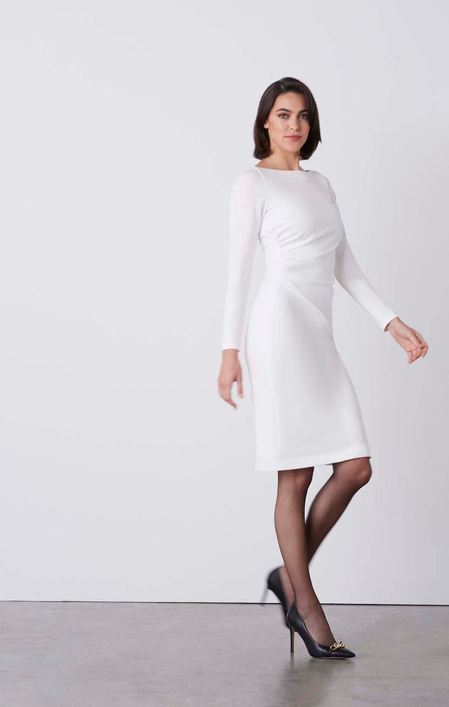 Frosted - Shirred Scuba Crêpe Sheath - On Model