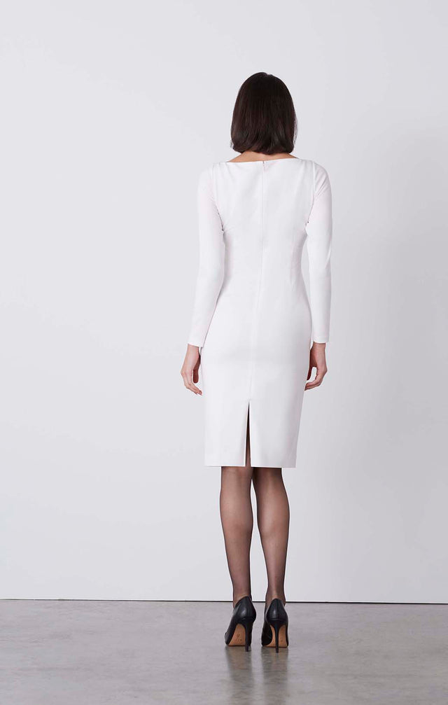Frosted - Shirred Scuba Crêpe Sheath - On Model