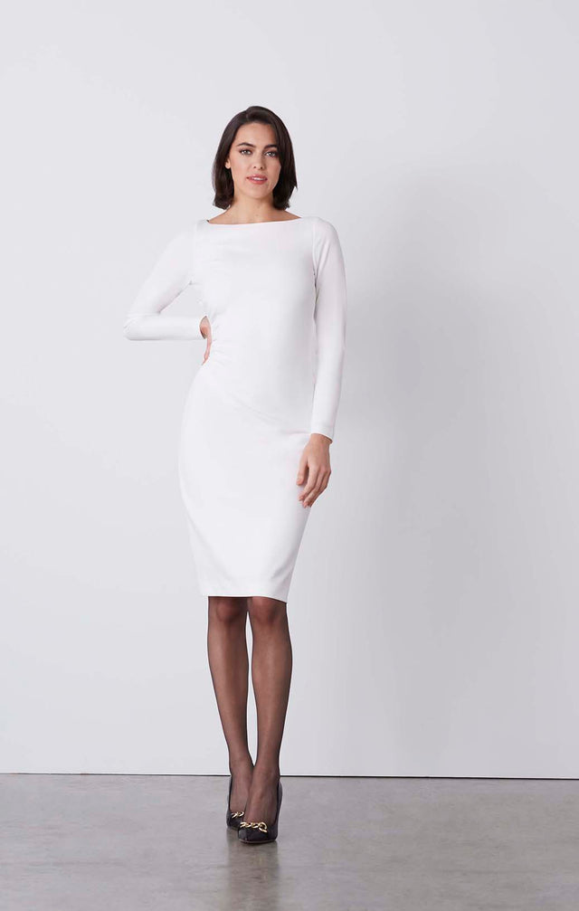 Frosted - Shirred Scuba Crêpe Sheath - On Model
