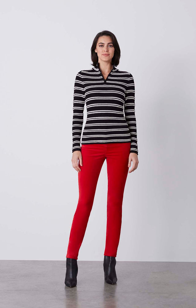 Napoleon - Striped Knit Zip Top - On Model