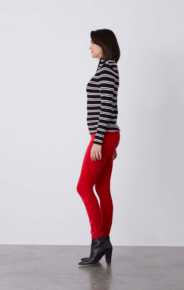 Napoleon - Striped Knit Zip Top - On Model