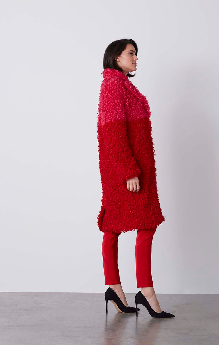Faux fur sales colorblock coat
