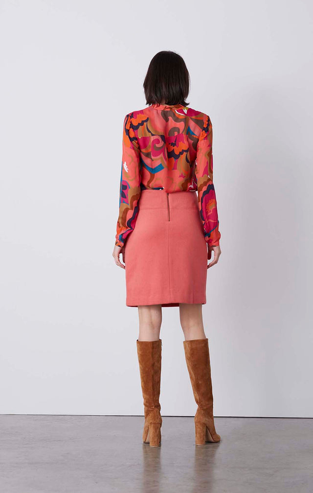 Pink Opal - Utility Mini Skirt In A Wool Blend - On Model