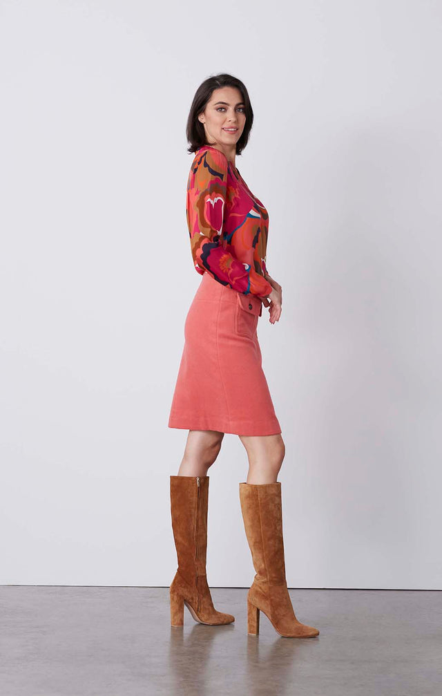 Pink Opal - Utility Mini Skirt In A Wool Blend - On Model