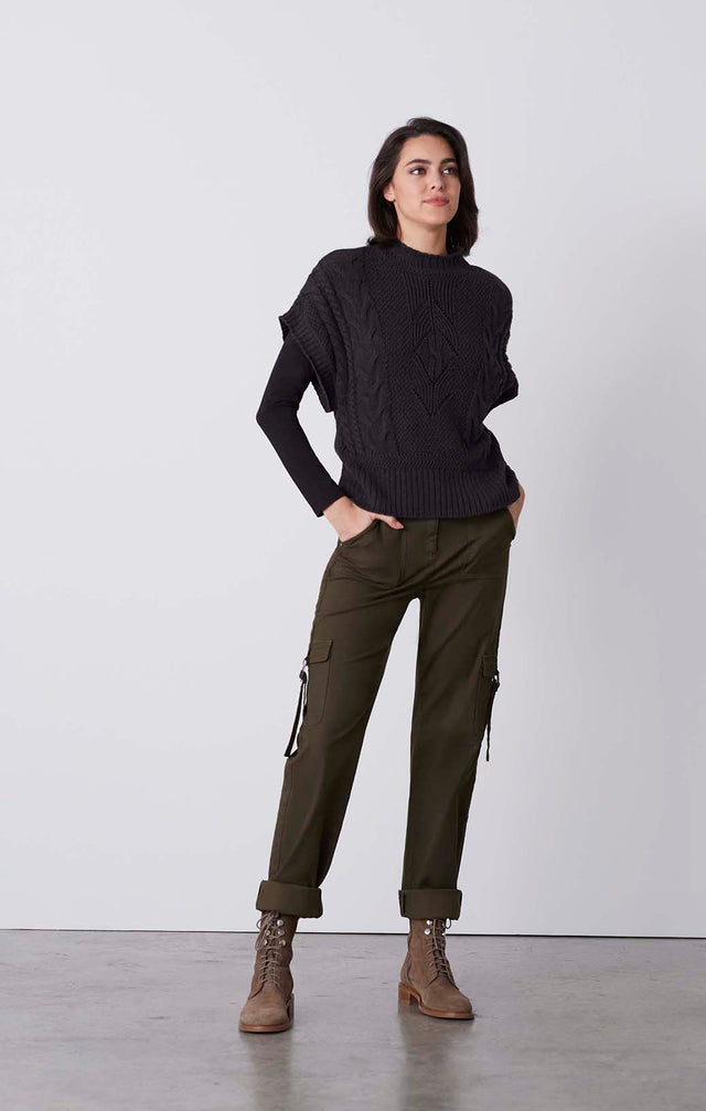 Rendezvous - Pullover Knit Cable Shell - On Model