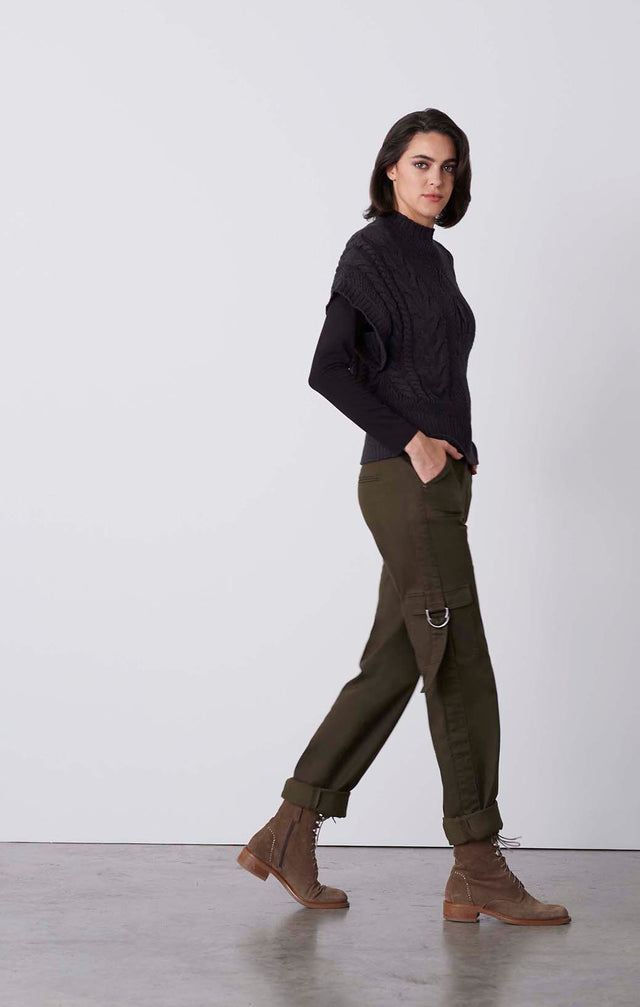 Rendezvous - Pullover Knit Cable Shell - On Model