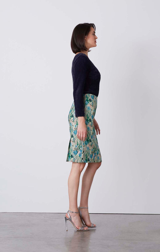 Saga - Stretch Jacquard Skirt - On Model
