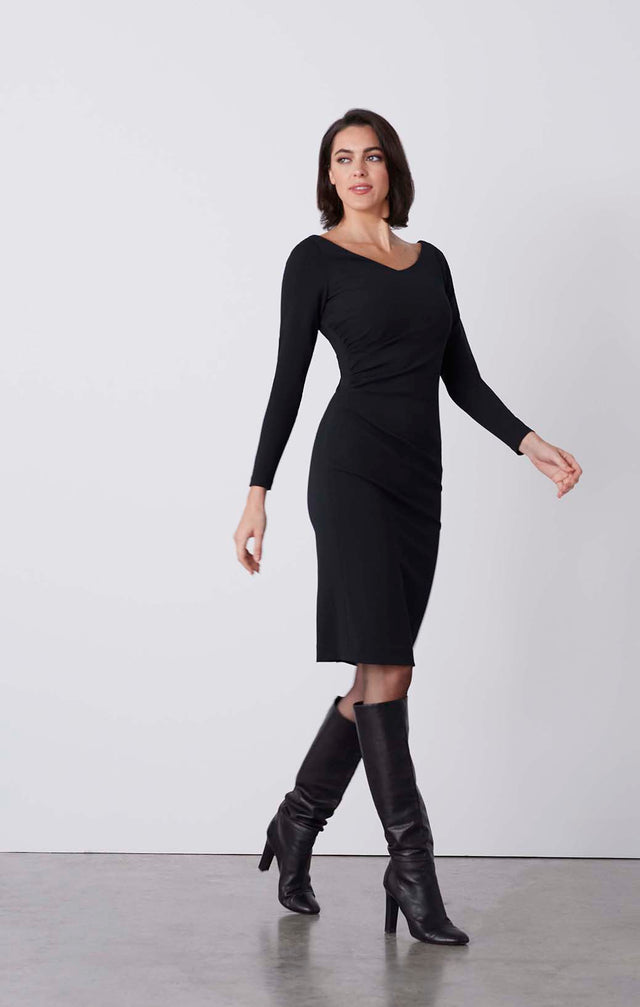 Sonata - Little Black Scuba Crêpe Dress - On Model