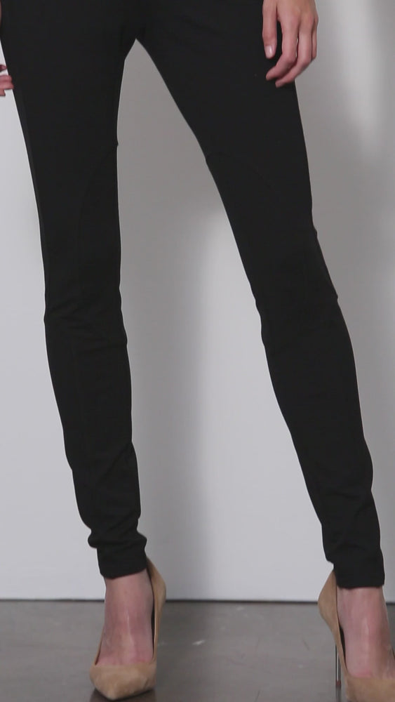 Dressage Black - Ponte Riding Leggings - On Model Video - With Nora White Blouse