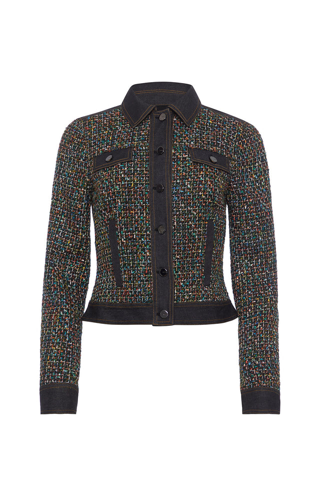 Intersection - Denim-Trimmed Tweed Jean Jacket