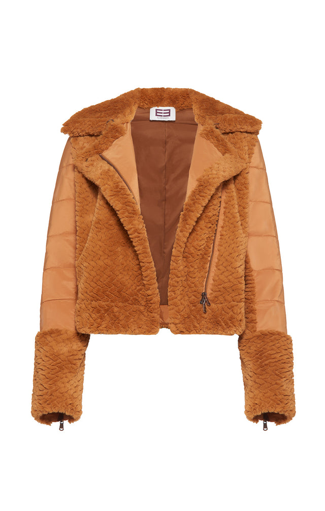 Rhombus - Textured Faux-Fur Jacket