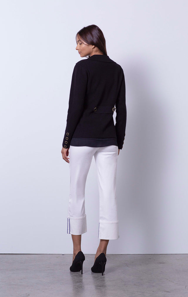 Astrid Black - Silk-Softened Black Knit Blazer with Aegis Black Blouse - On Model