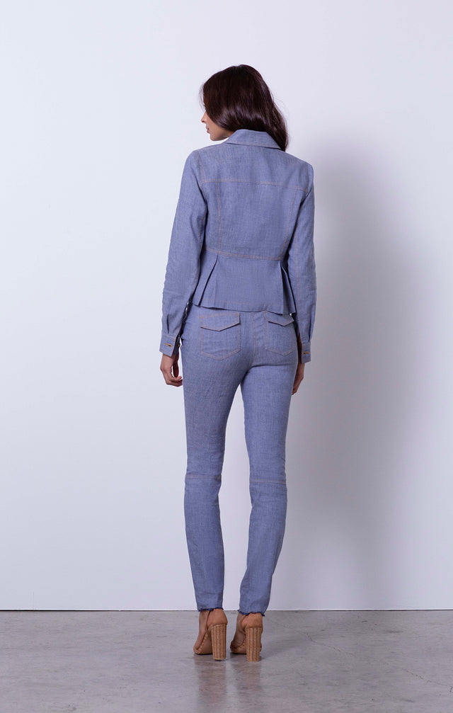 Inspire - Linen-Blend Jean Jacket - On Model