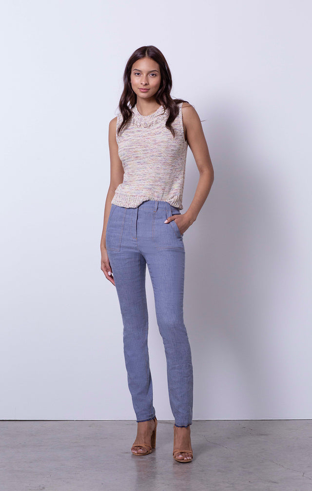 Inspire - Slim Fringed Linen-Blend Jeans - On Model