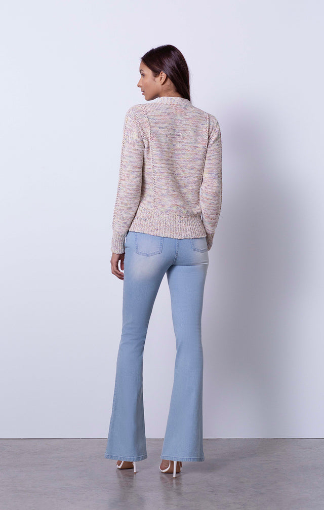 Artisan - Rainbow Yarn Cardigan with Kent Jeans - On Model