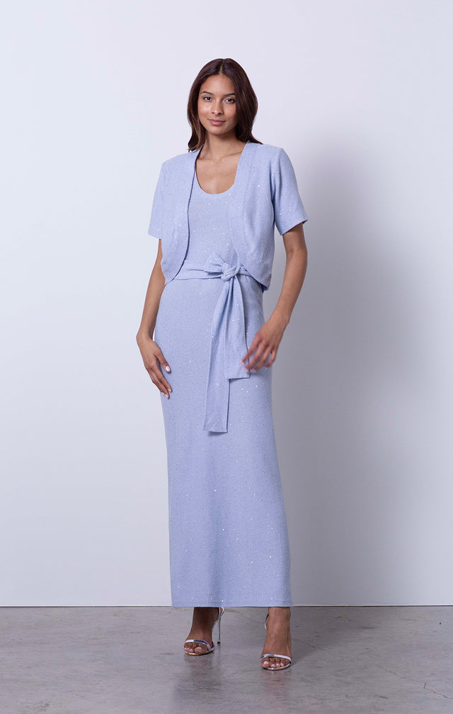 Pristine - Linen-Blend Sequined Cardigan - On Model