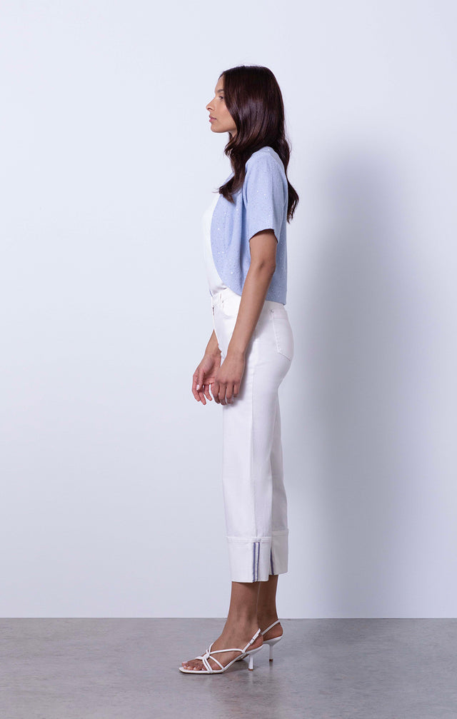 Pristine - Linen-Blend Sequined Cardigan - On Model
