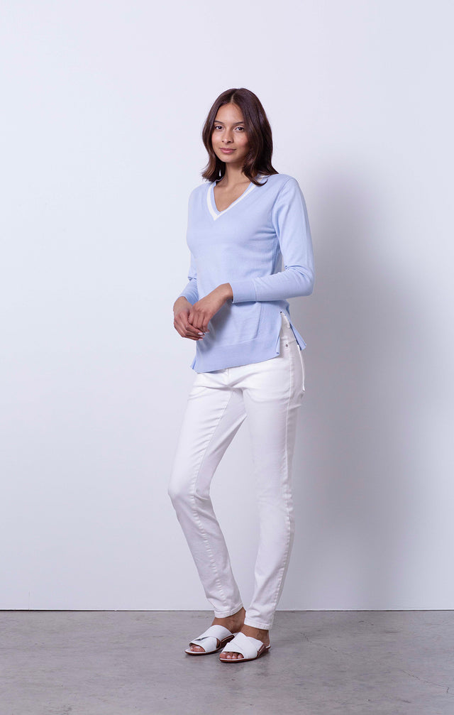 Helsinki - Cashmere-Touch Varsity Sweater - On Model
