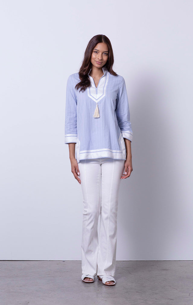 Crater Lake - Tassel-Trimmed Blouse - On Model