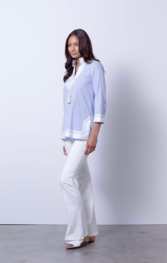 Crater Lake - Tassel-Trimmed Blouse - On Model