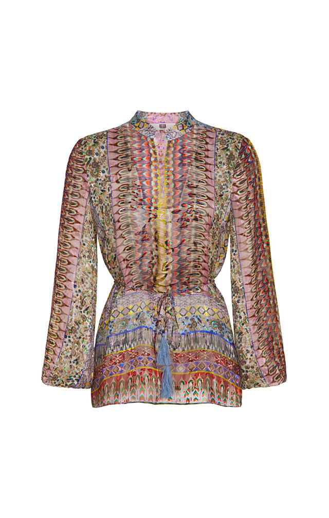 Potpourri - Scarf-Print Silk Rich Blouse