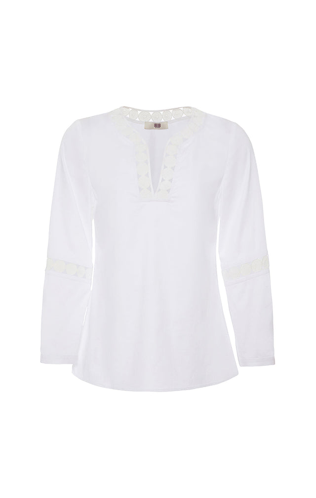 Adventurer - White Stretch Sateen Tunic - Product Image