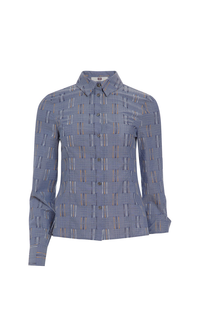 Animated - Modern Chambray Jacquard Blouse - Product Image