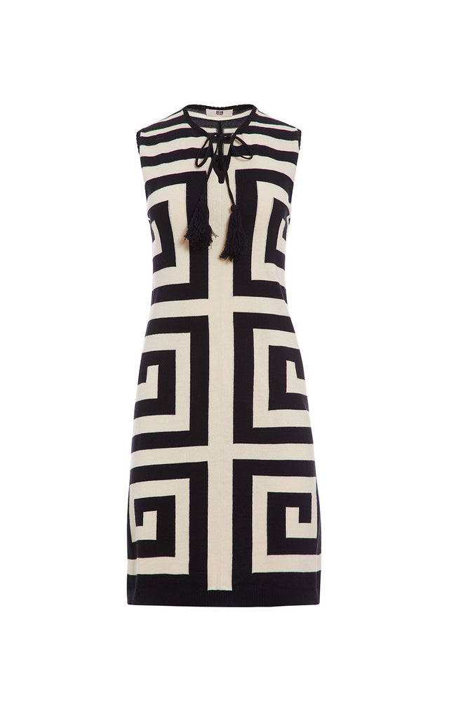 Meander - Intarsia Knit Cotton Sheath - Product Image