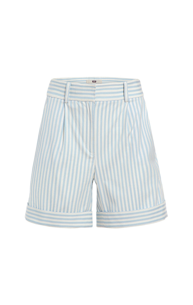 Tonic - Striped Cotton Jacquard Shorts - Product Image