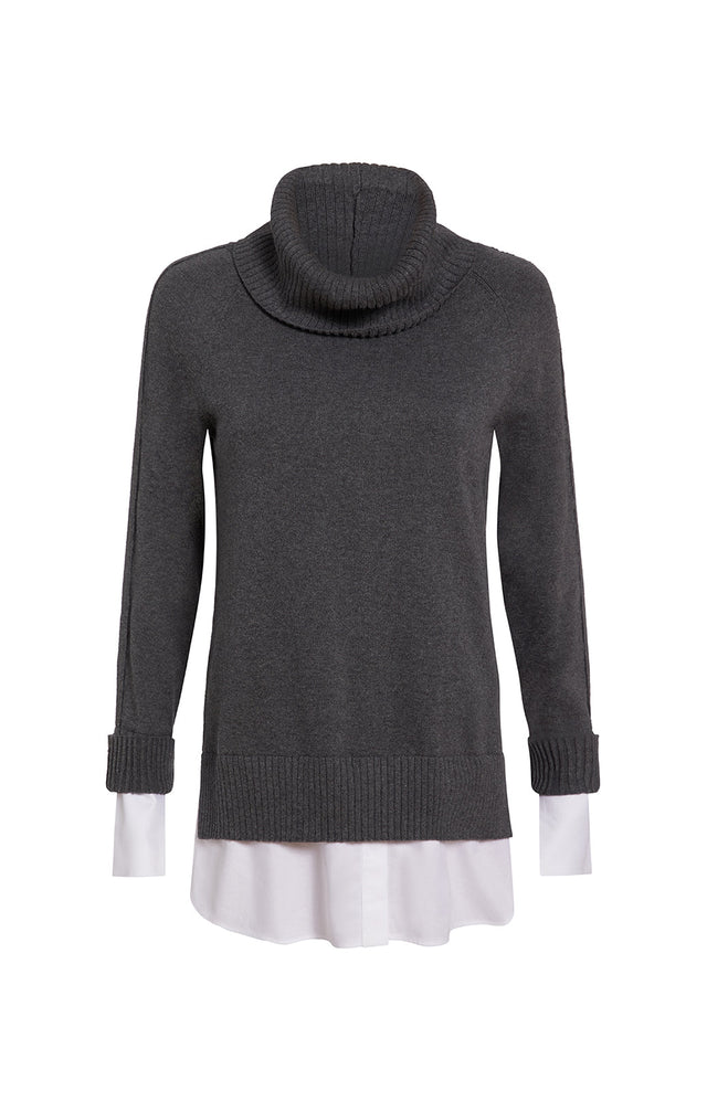 Eclipse - Cashmere-Softened Turtleneck With Shirt Trim - Product Image
