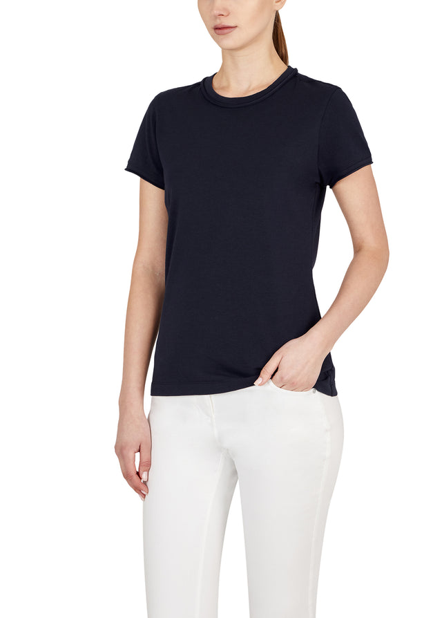 Essence Navy - Stretch Cotton Tee - On Model