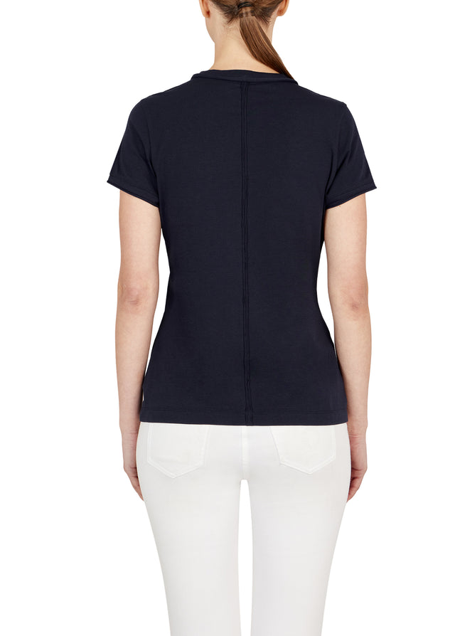 Essence Navy - Stretch Cotton Tee - On Model