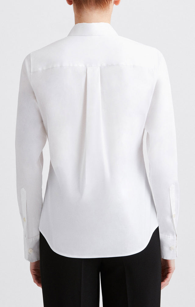 Nora - White Sateen Shirt - On Model