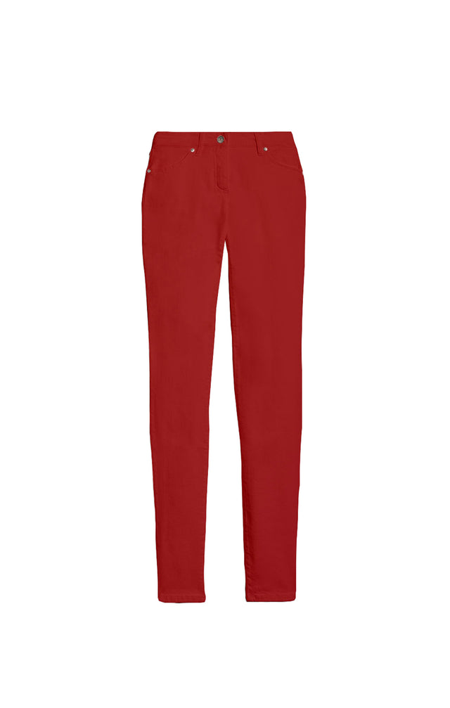Wanderlust Red - Peached Cotton Jeans - Product Image