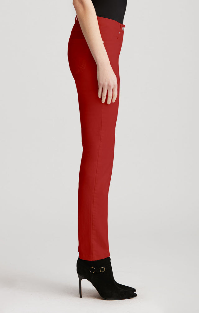 Wanderlust Red - Peached Cotton Jeans - On Model