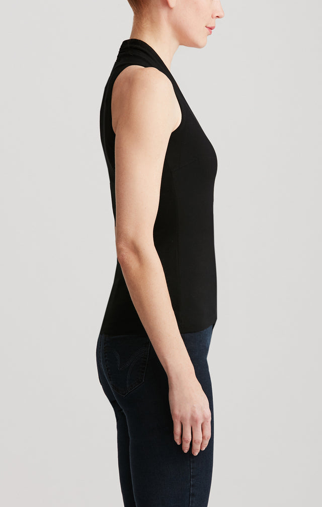 Zoom Black - Creped Knit Top - On Model