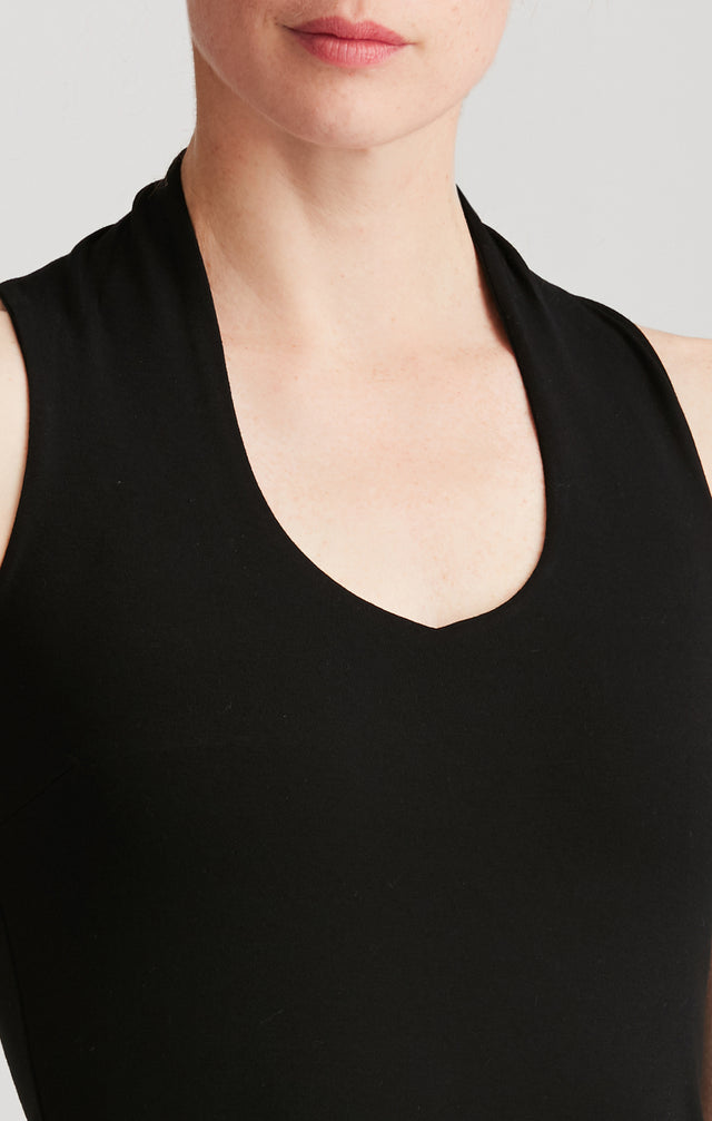 Zoom Black - Creped Knit Top - On Model