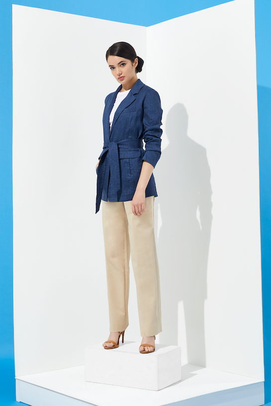 Harbor - Belted Deconstructed Blazer - On Model