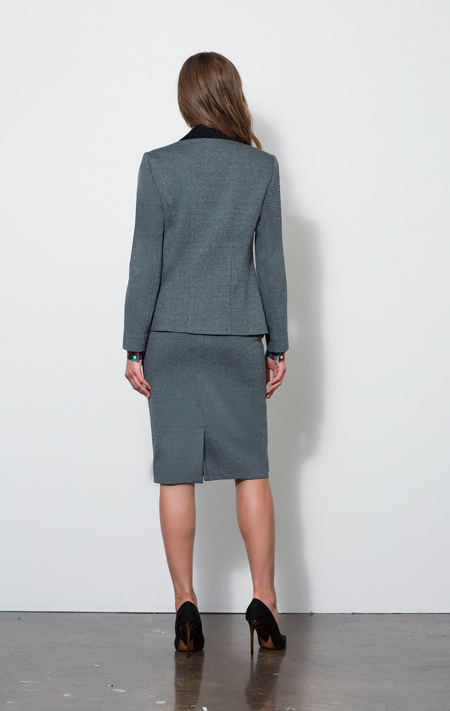 Forest - Shirred-front Tweed Blazer - On Model - With Botanic Blouse & Forest Skirt