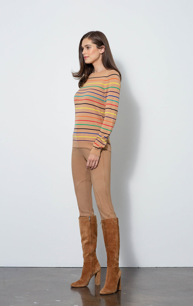 Dressage Tan - Ponte Riding Leggings - On Model - With Regis Sweater