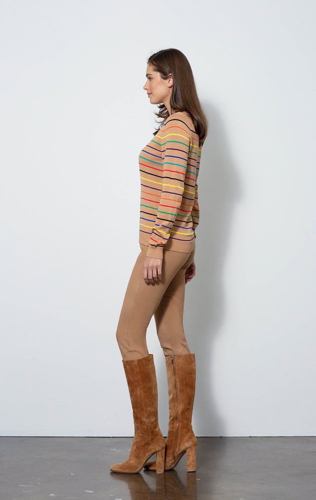 Dressage Tan - Ponte Riding Leggings - On Model - With Regis Sweater