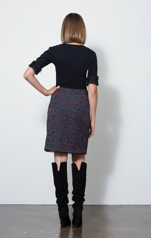 Lily - Beaded Jacquard Skirt - On Model - With Plume Top