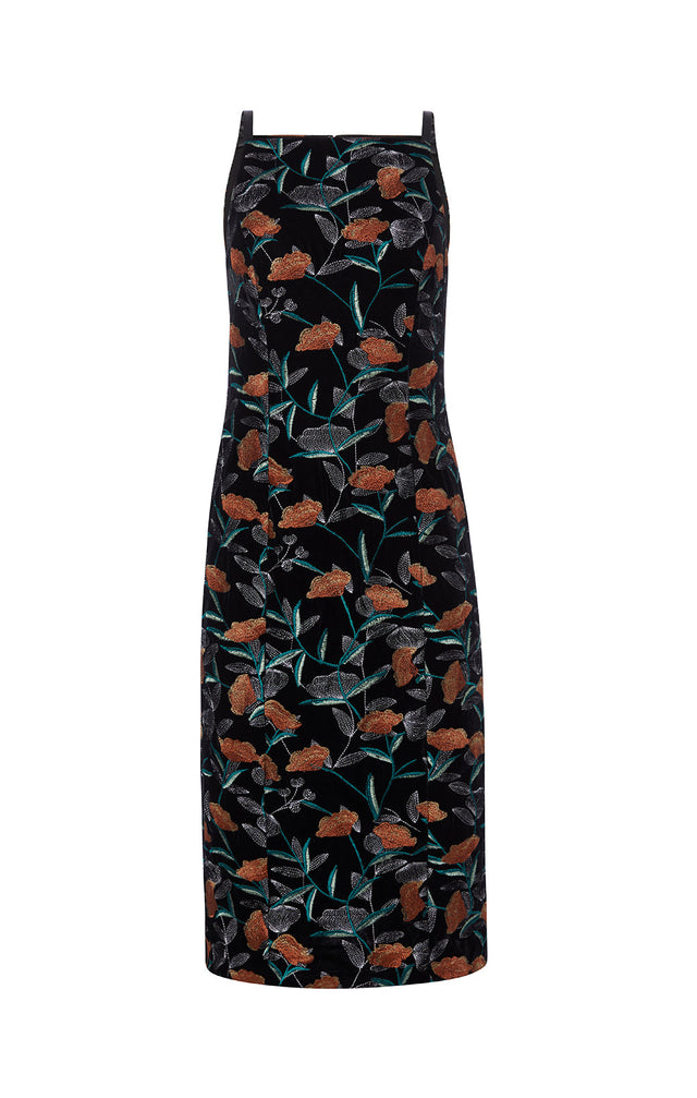 Fashionista - Embroidered Velvet Sabrina Dress