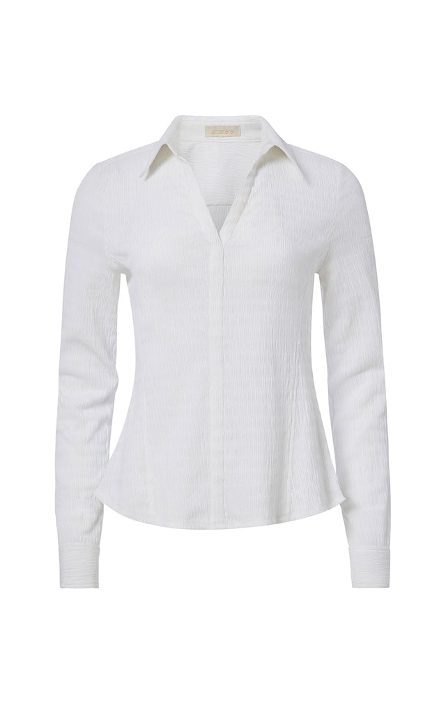 Hugo-Wht - Smocked White Blouse