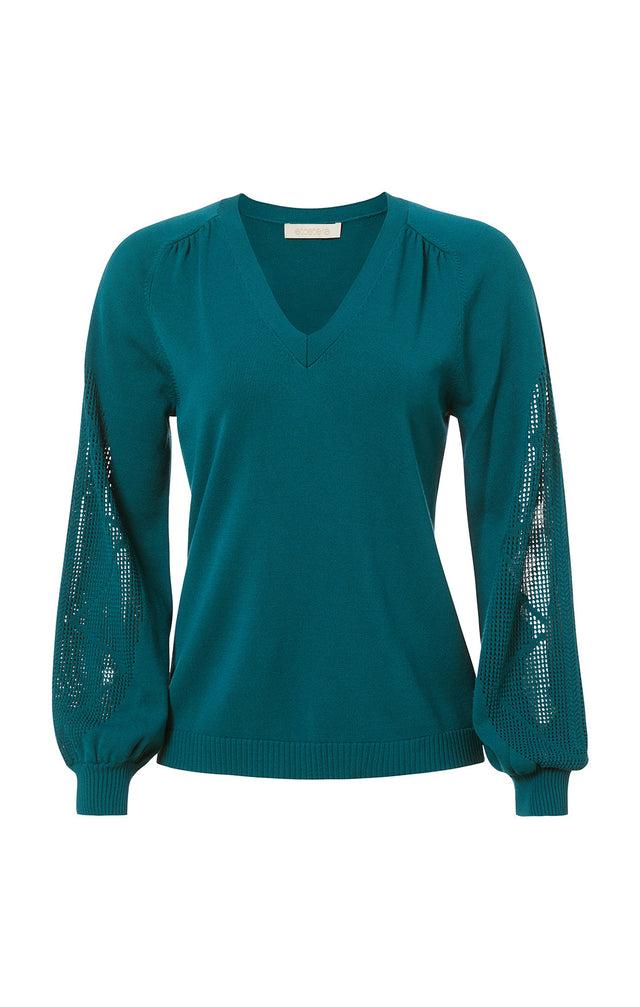 Mariana - Lantern-Sleeve Knit Top
