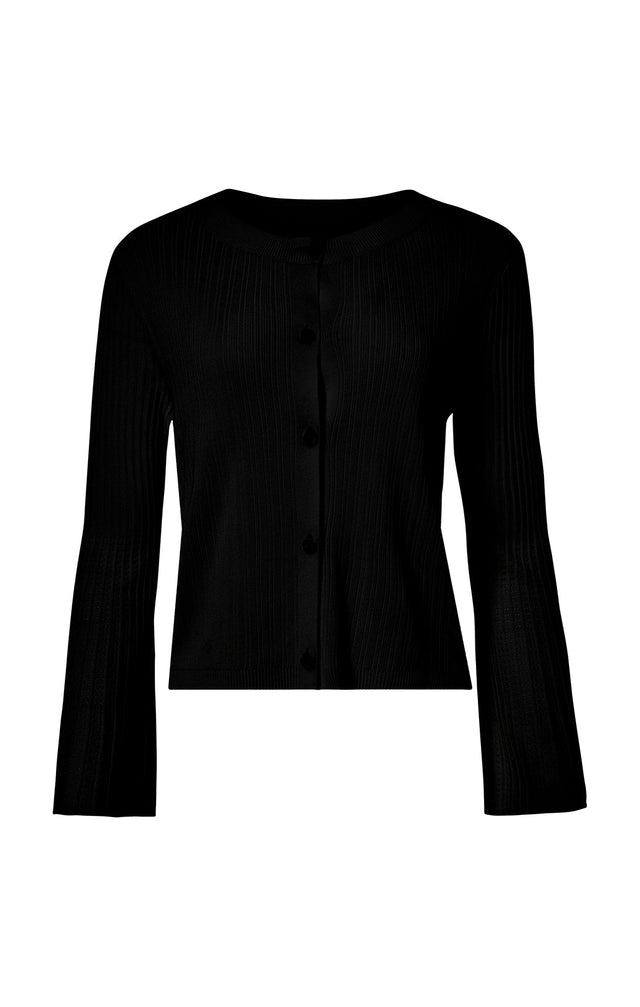 Striated - Black Silk Cardigan Sweater