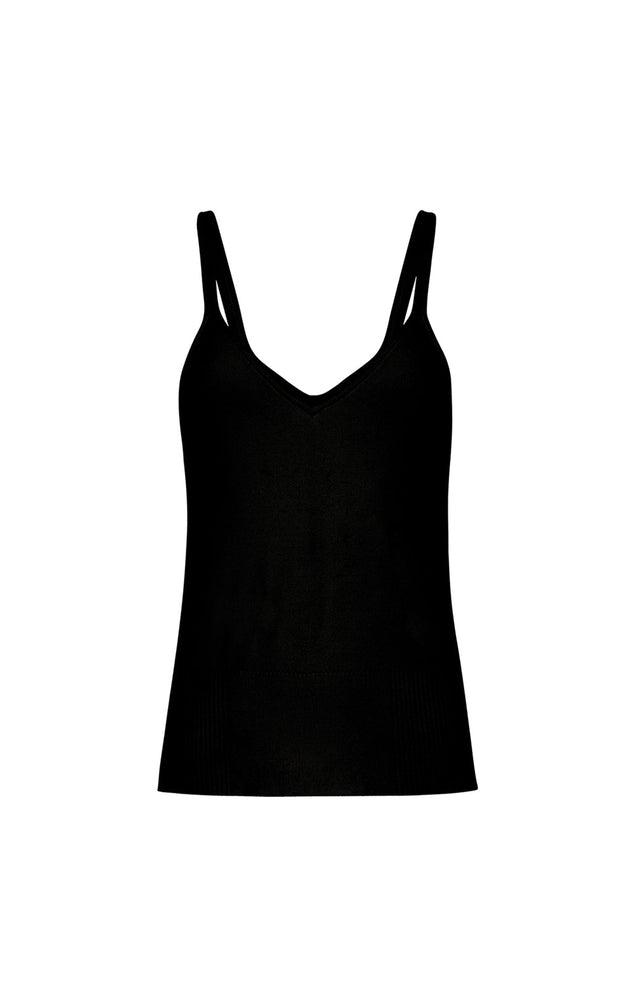 Striated - Ribbed Black Silk Cami