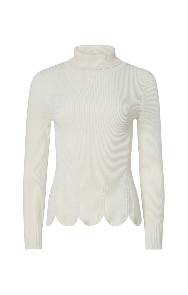 Zig-Zag-Ivr - Ribbed Cotton Turtleneck