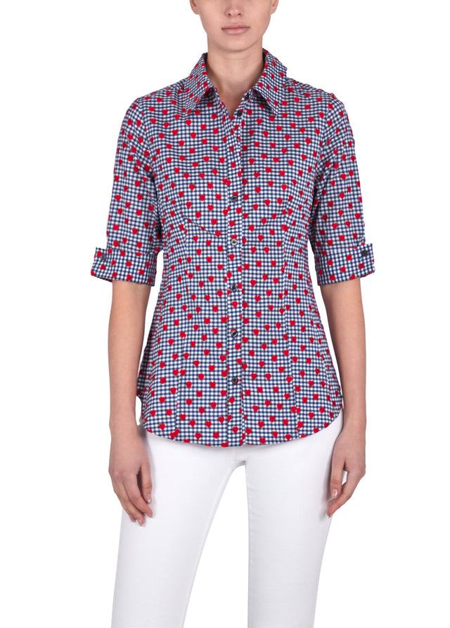 Amore - Heart-Embroidered Blouse